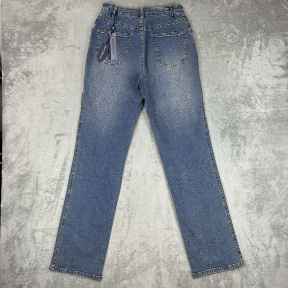 NWT Barry Bricken Womens High Waist Stretch Denim Jeans Straight Leg Blue Size 6 - Picture 2 of 9
